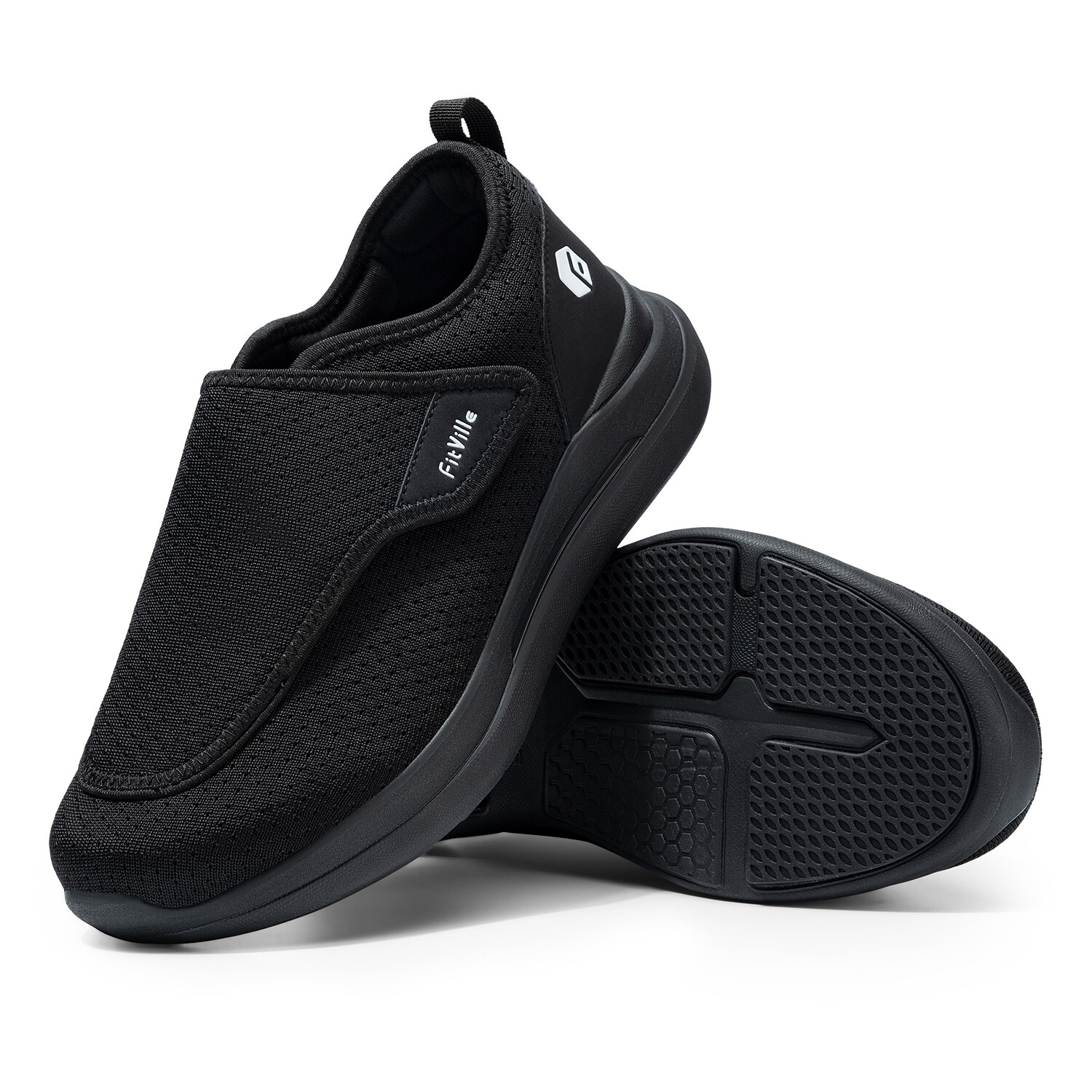 FitVille Men's Diabetic Shoes Extra Wide Slip-on Walking Shoes for Swollen Feet