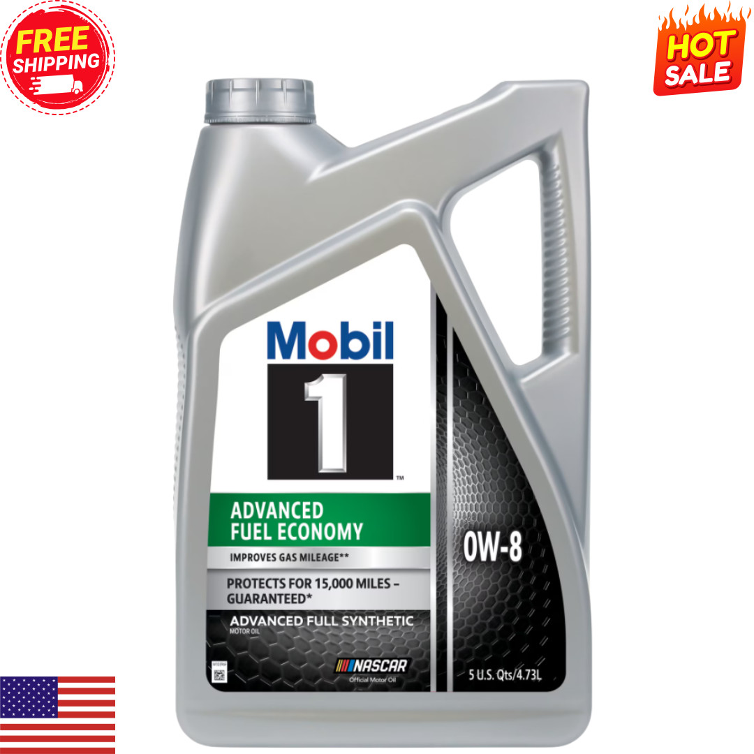 Mobil 1 Advanced Fuel Economy Full Synthetic Motor Oil 0W-8, 5 Quart