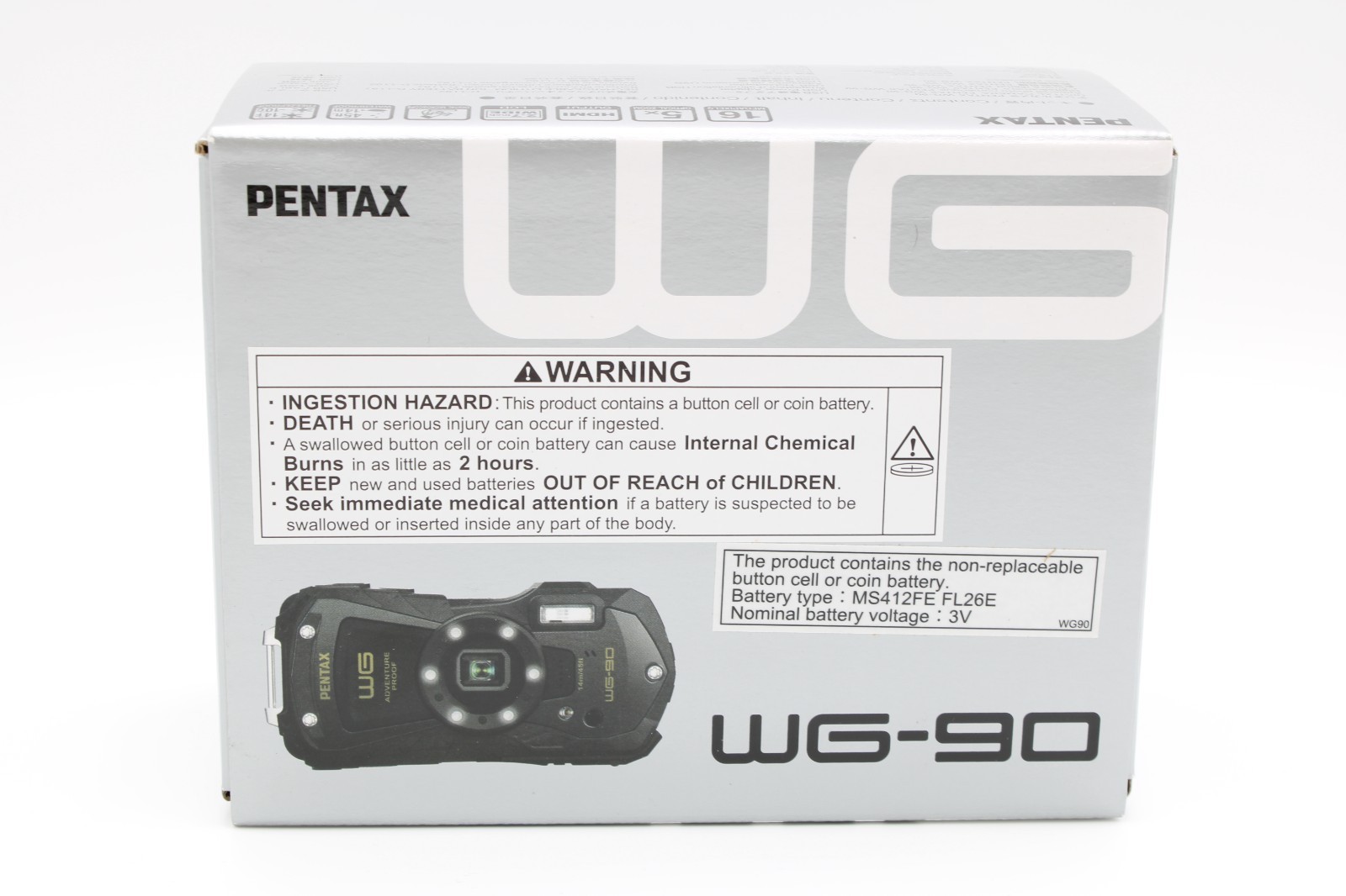 (New) PENTAX WG-90 Waterproof Camera (Black) Shockproof, Dustproof, Freezeproof
