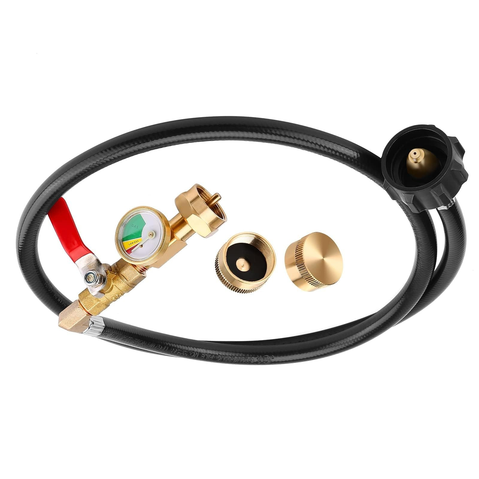 US-FREESHIP 4ft Propane Hose with Gauge Propane Tank Refill Adapter