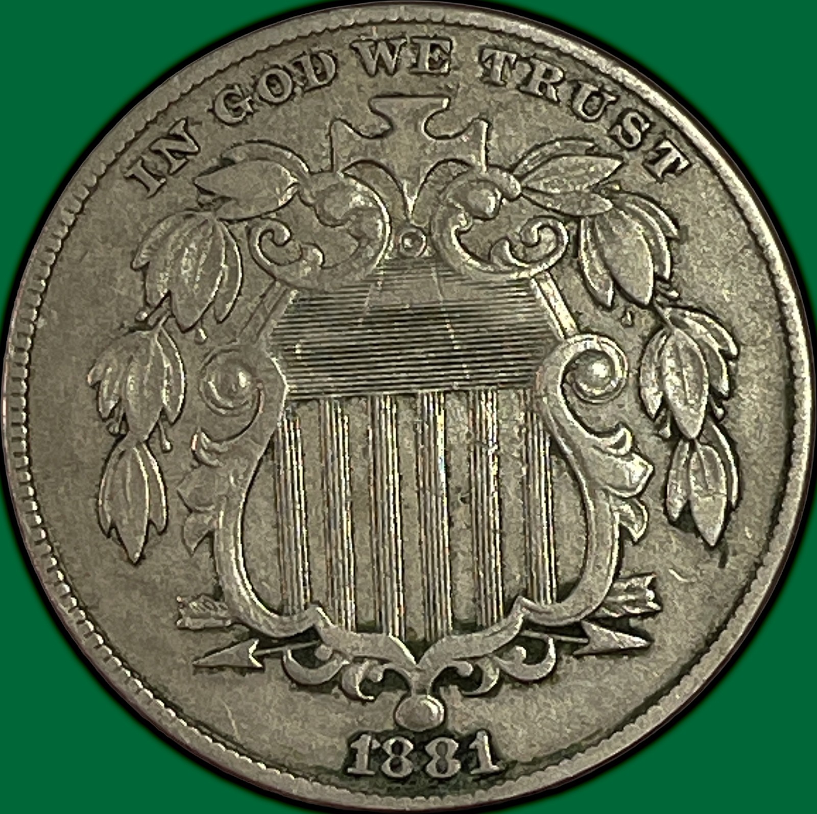 1881 Shield Nickel Extremely Fine XF Coin #47152