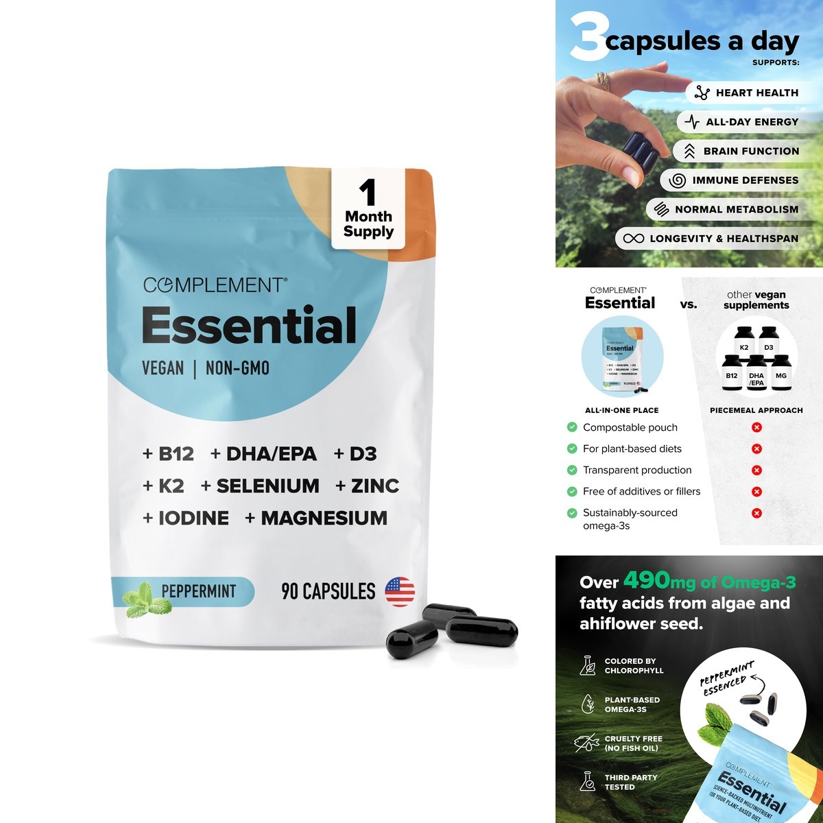 Complement Essential Vegan Multivitamin for Women & Men (30 Servings)