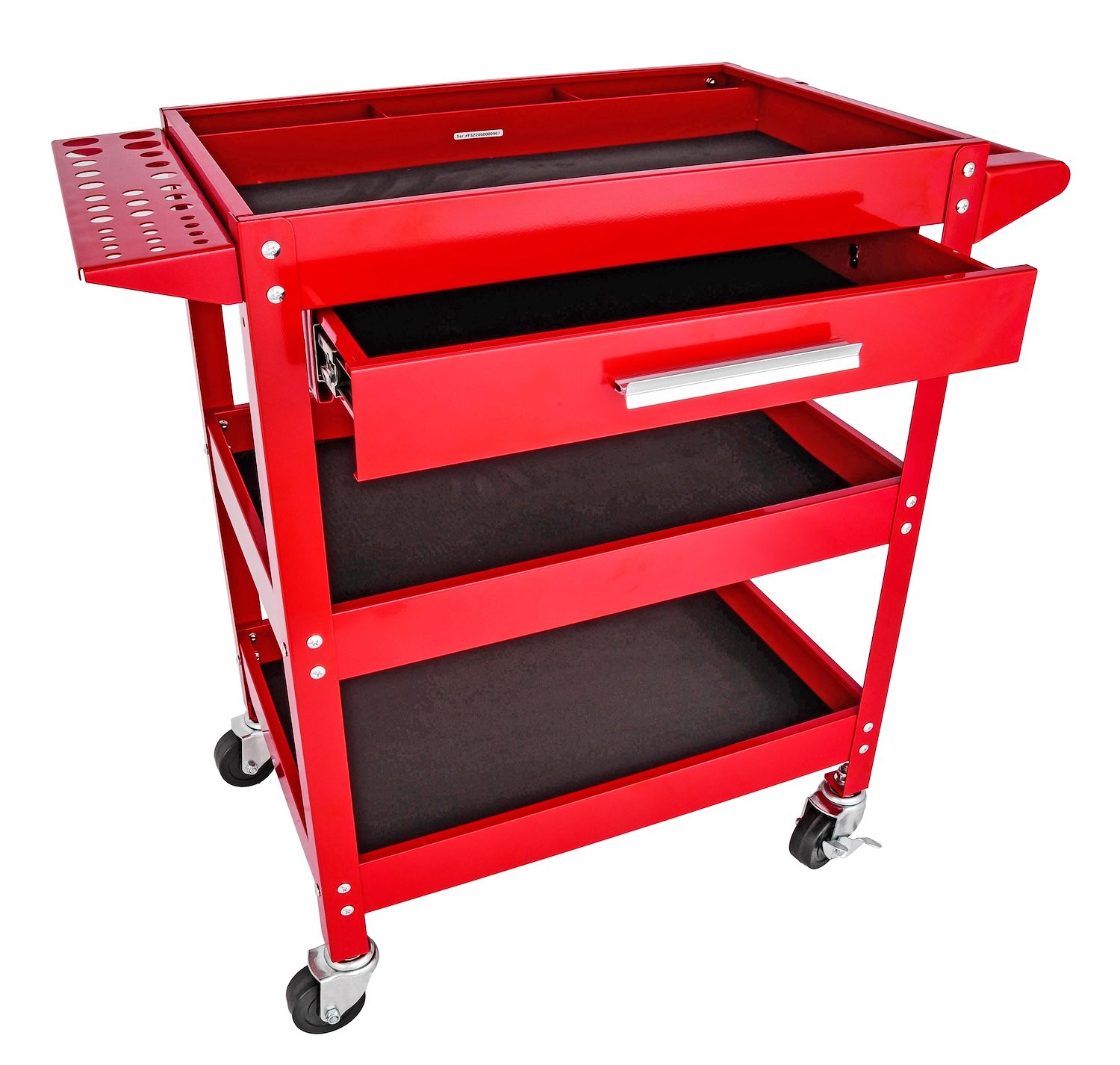 JEGS 3-Shelf Shop Cart [200 lb. Capacity, Red]