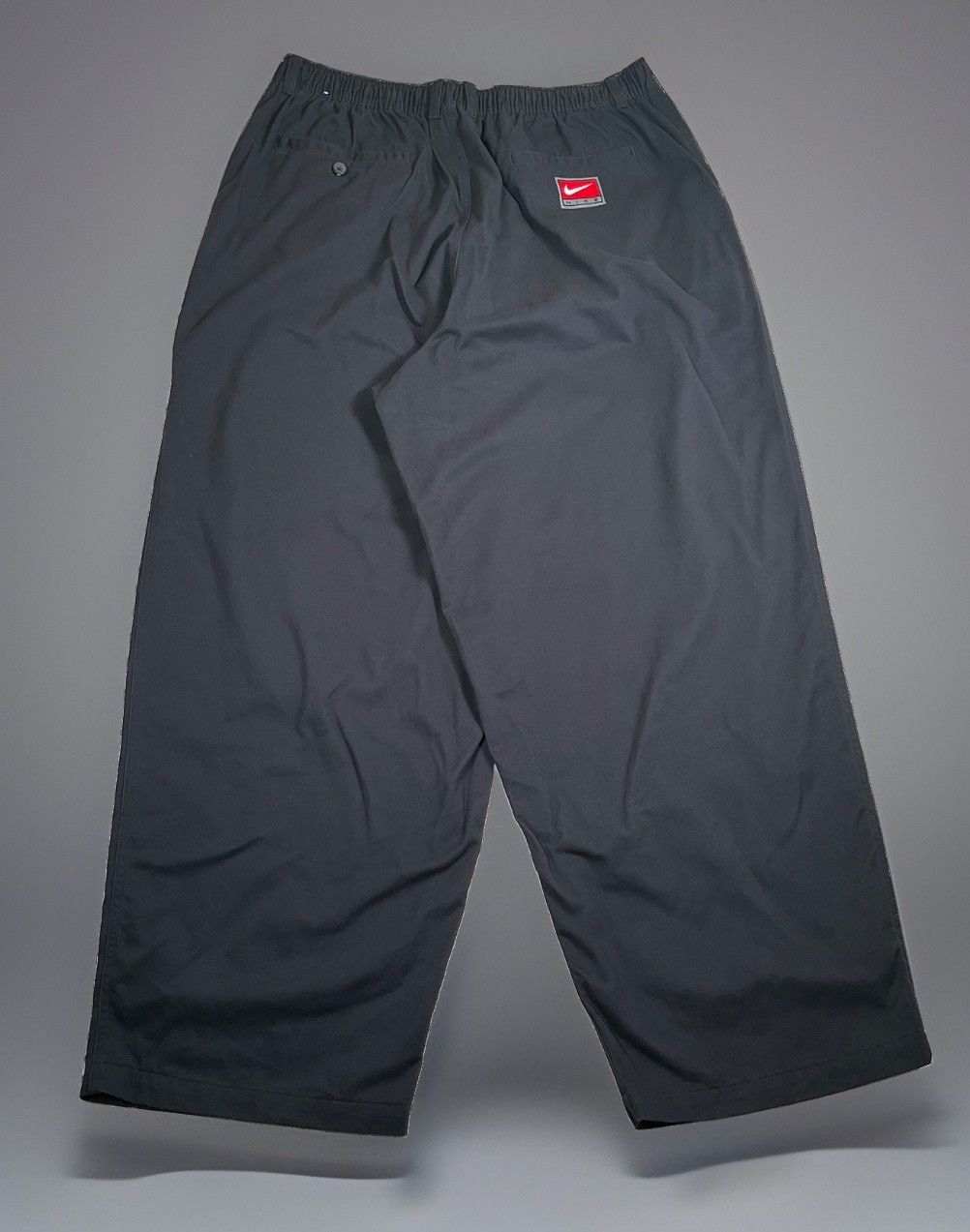 Nike Life Mens XL-T Black Wide Leg Pants Oversized Cotton Twill Retro Logo Baggy