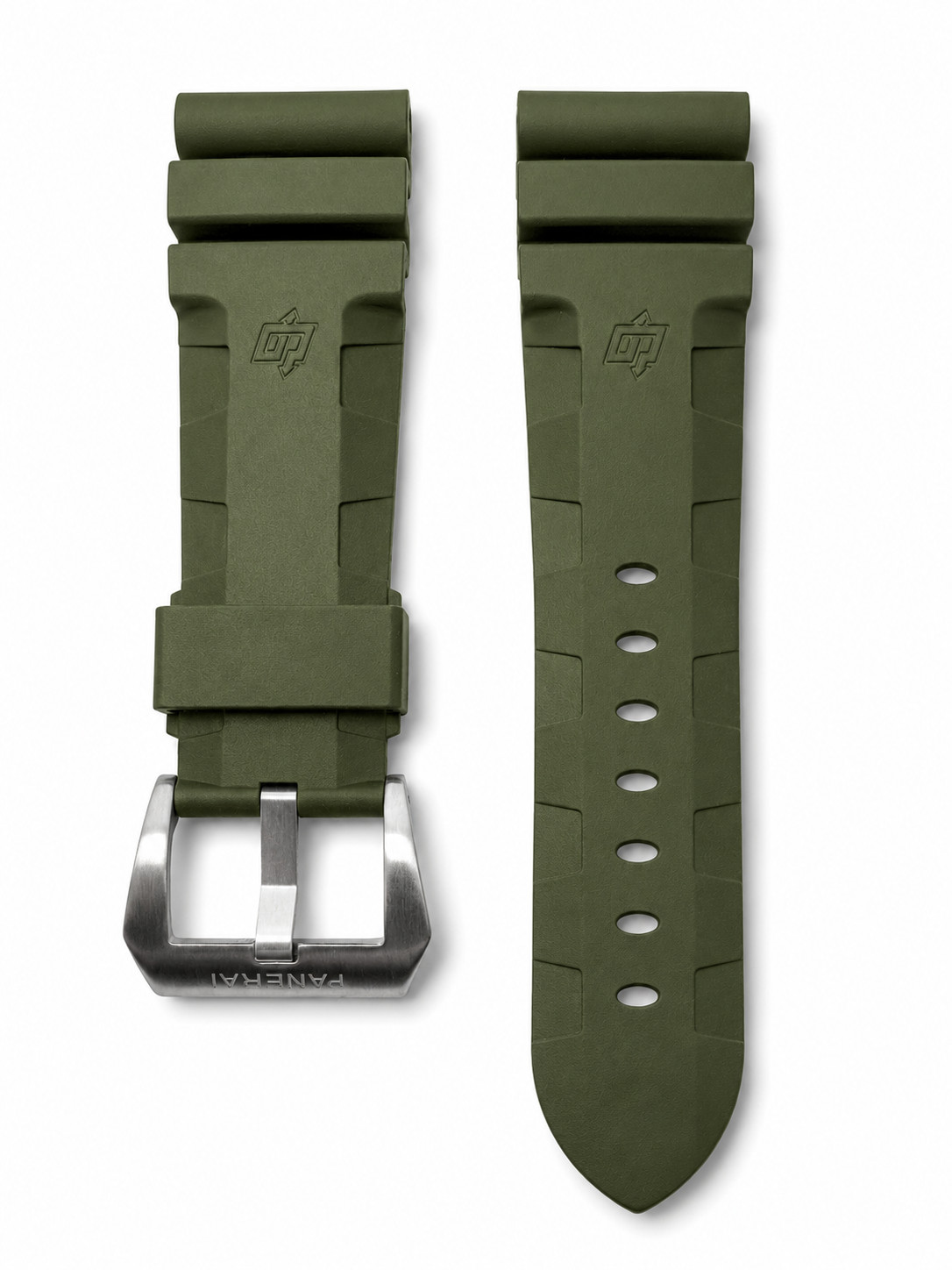 26MM OEM AUTHENTIC PANERAI WATCH GREEN RUBBER STRAP/BAND CAOUTCHOUC WITH BUCKLE