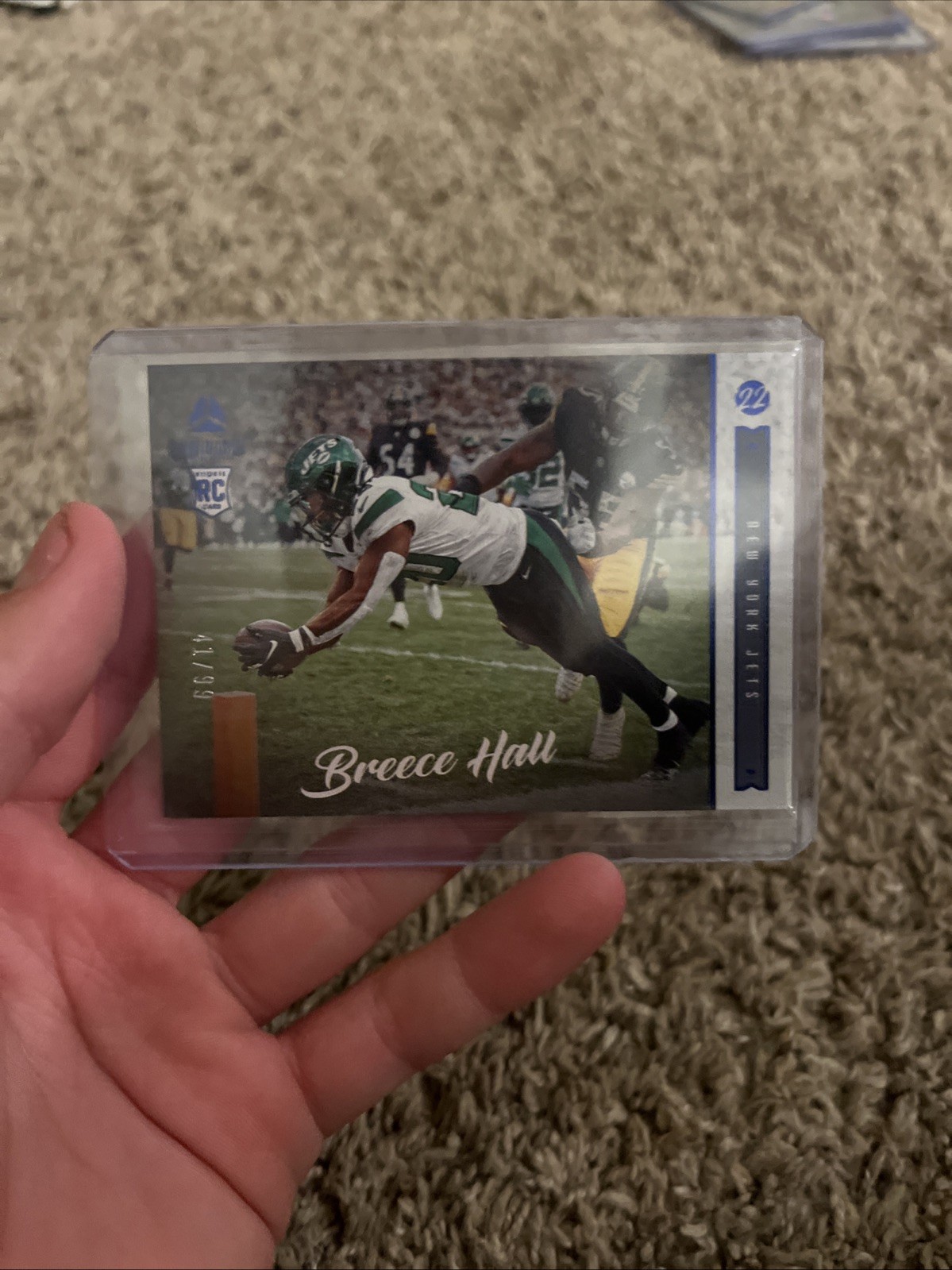 2022 Panini Chronicles - Luminance Update Rookies Breece Hall #220 Blue /99 (RC)
