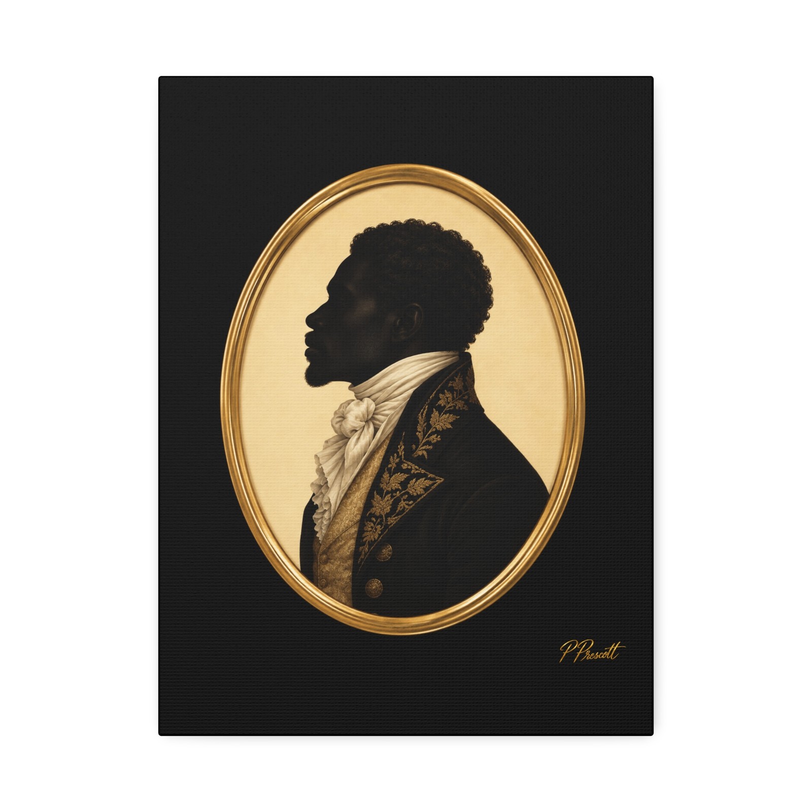 1800s Antique Silhouette Inspired African American Man Giclée Canvas 12 x 16