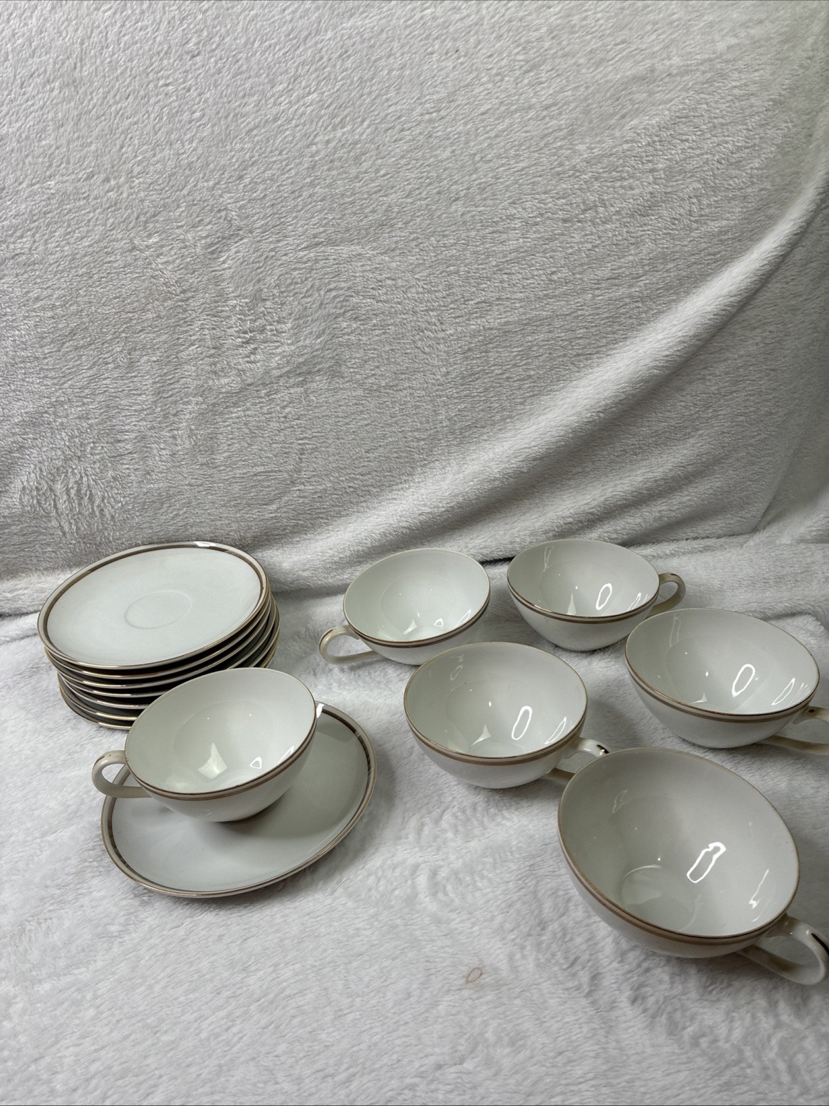Vintage St Regis Fine China Japan 102 Gold Trim Cups Saucers Set of 6