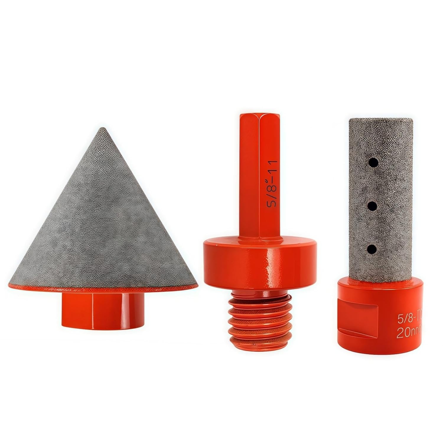 3 PCS Kit Professional Diamond Chamfering Set, Tile Cone Grinder Bit with 5/8\