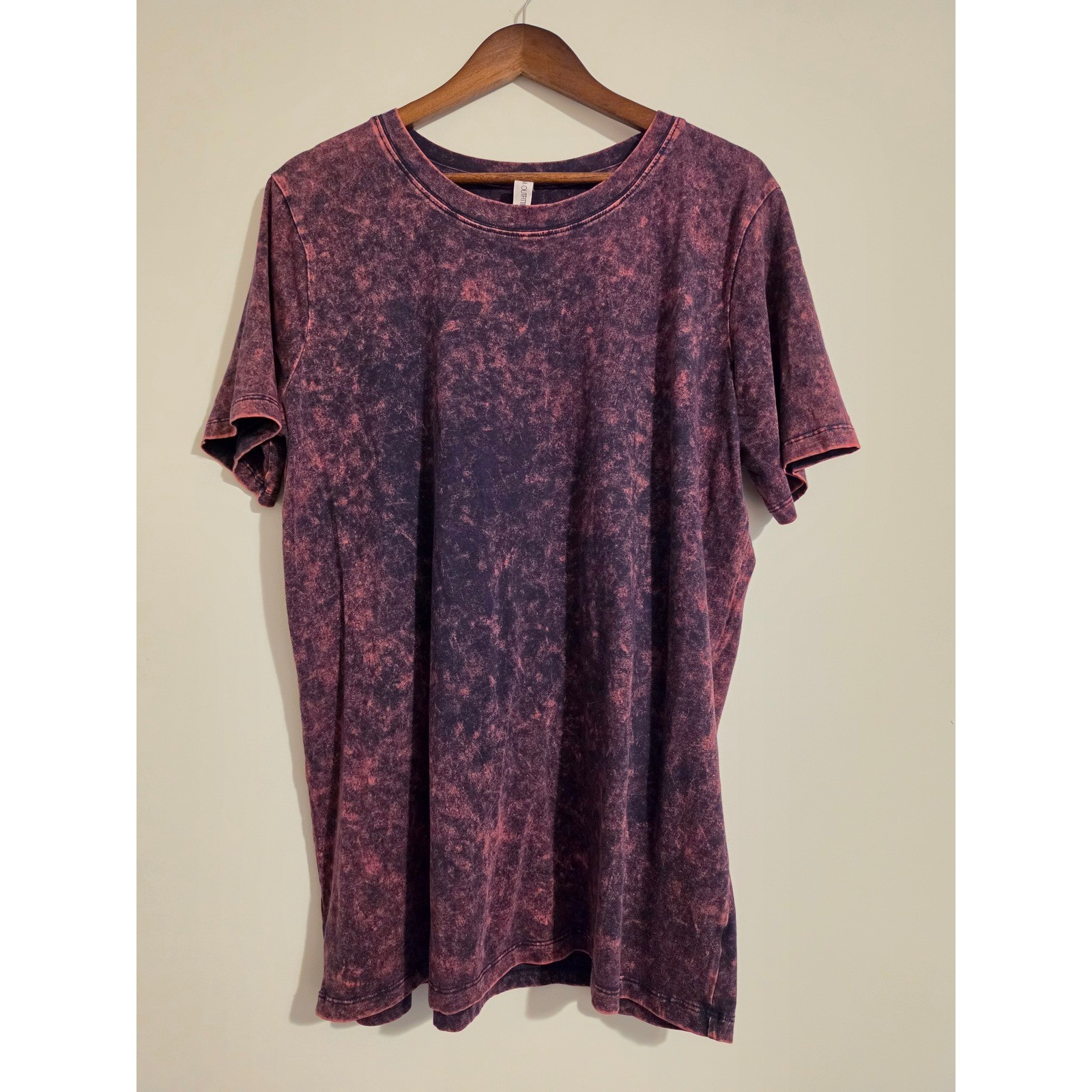 Zenana Outfitters T Shirt Womens 2X Purple Cotton Blend Mineral Wash Grunge Boho