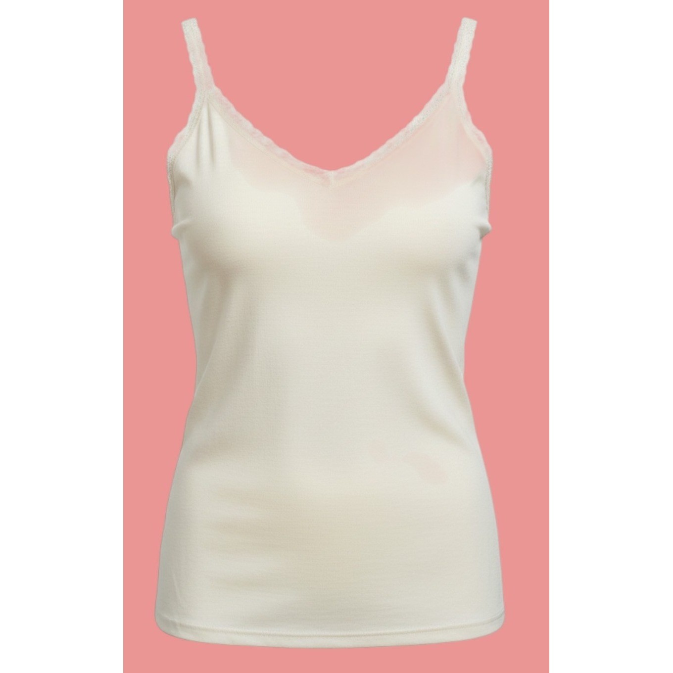 Express Tank Top Medium Lace Trim V Neck Cream Beige Thin Strap NEW Minimalist