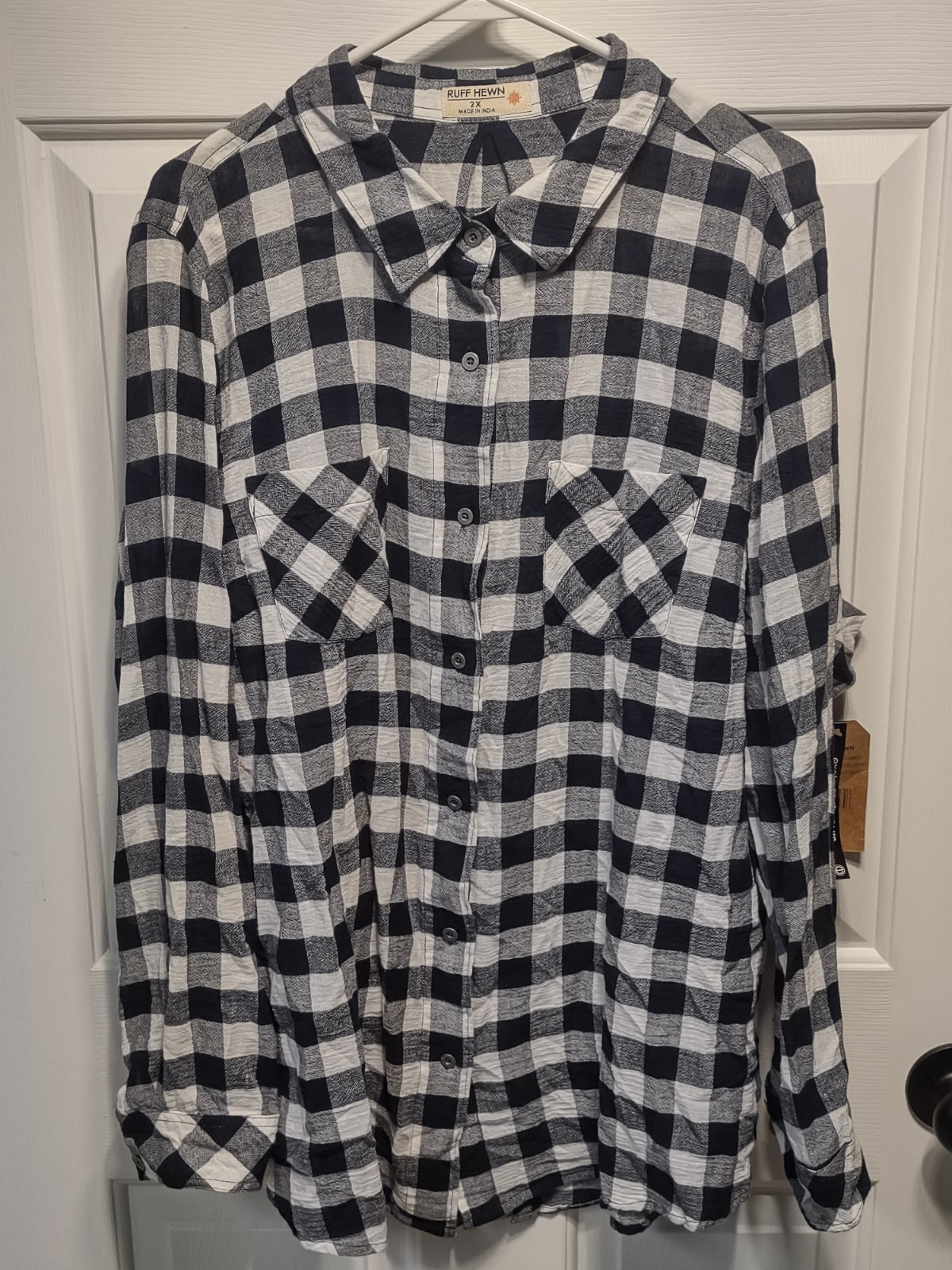 NWT - Ruff Hewn - Women\'s LS Button Up Shirt - EVNGBLUGNG - 2X