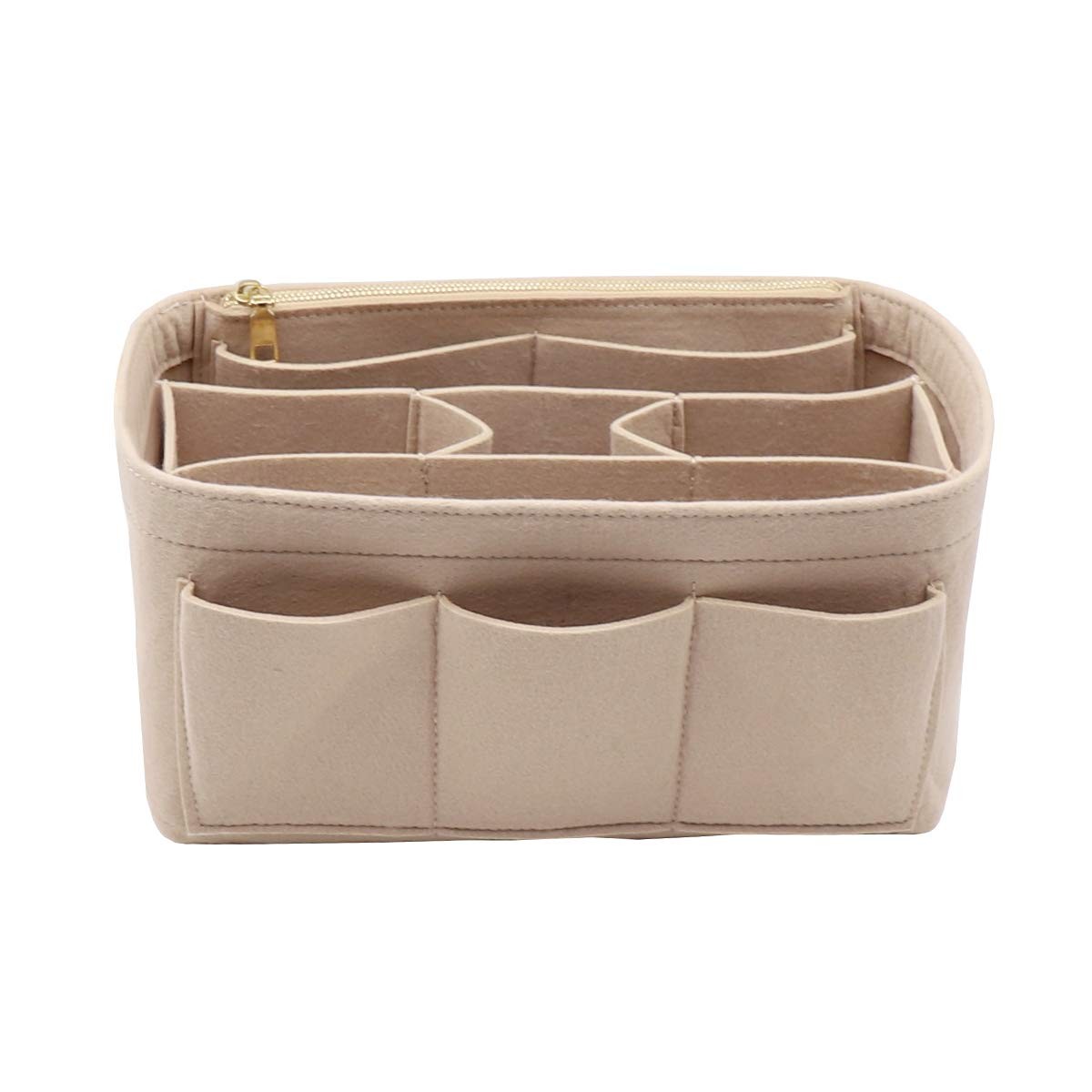 LEXSION Felt Handbag Organizer,Insert purse organizer Structure Medium, Beige 