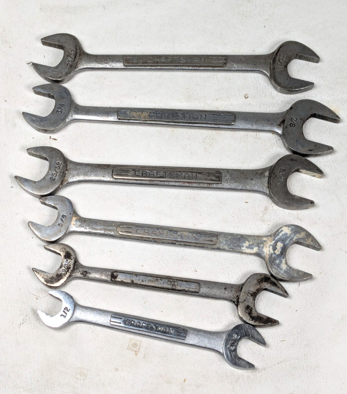 Vintage Craftsman V Series Open End Wrench Lot 6pc SAE Standard USA