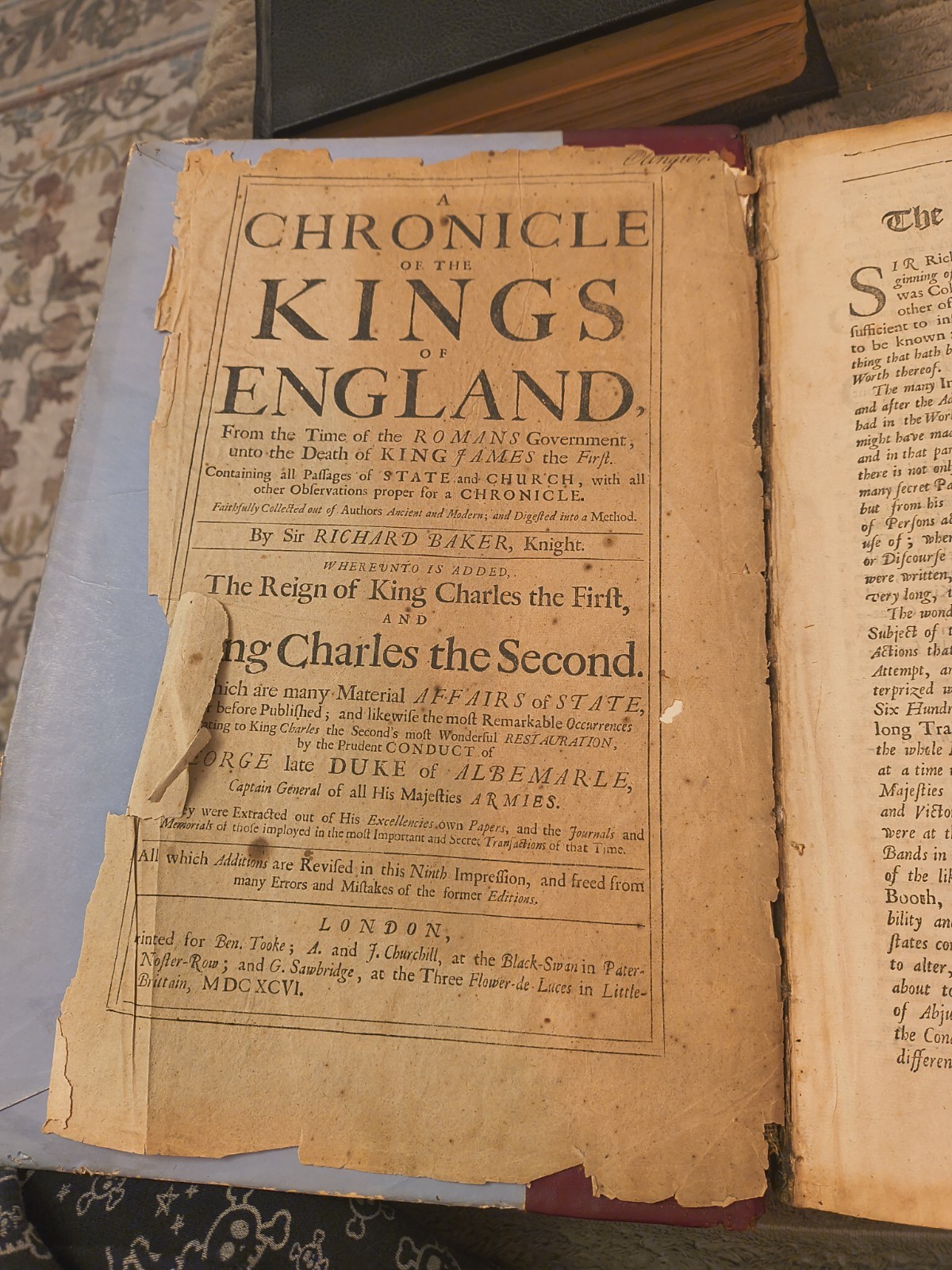 330 Years Old 1696 Chronicle of the Kings of England Sir Richard Baker 330 Years Old 1696 Chronicle of the Kings of England Sir Richard Baker