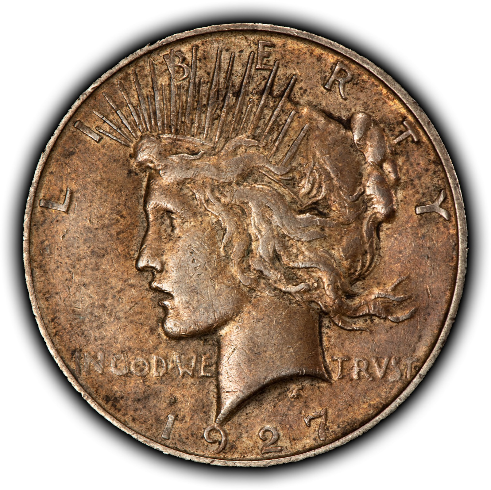 1927-D $1 Silver Peace Dollar - Original Toning - XF Semi Key Date - SKU-D7351