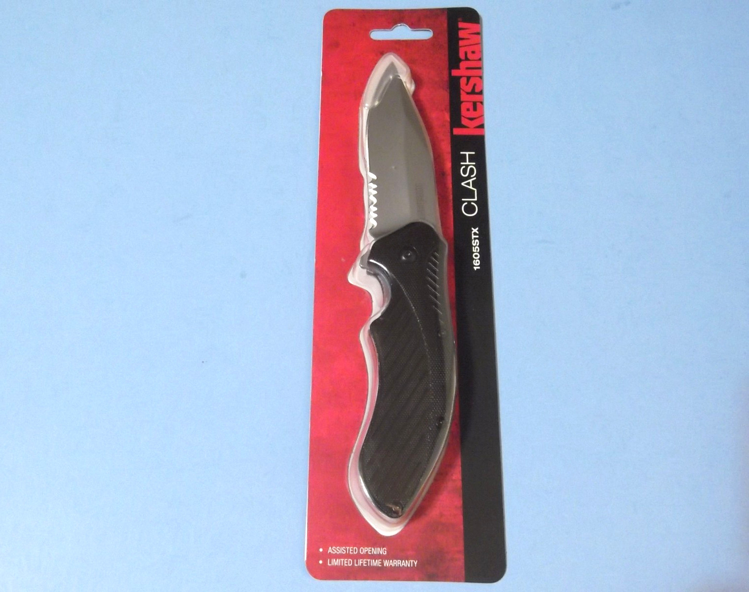 Kershaw 1605ST CLASH Black part serrate assisted linelock knife 4 3/8 Kershaw 1605ST CLASH Black part serrate assisted linelock knife 4 3/8