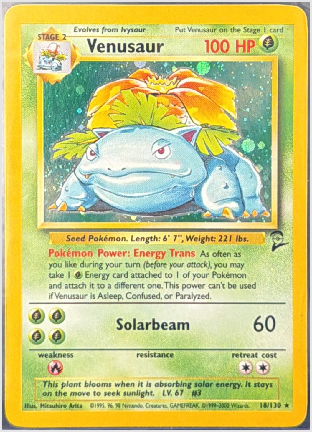 Venusaur 18/130 Base Set 2 Unlimited Holo Lightly Played