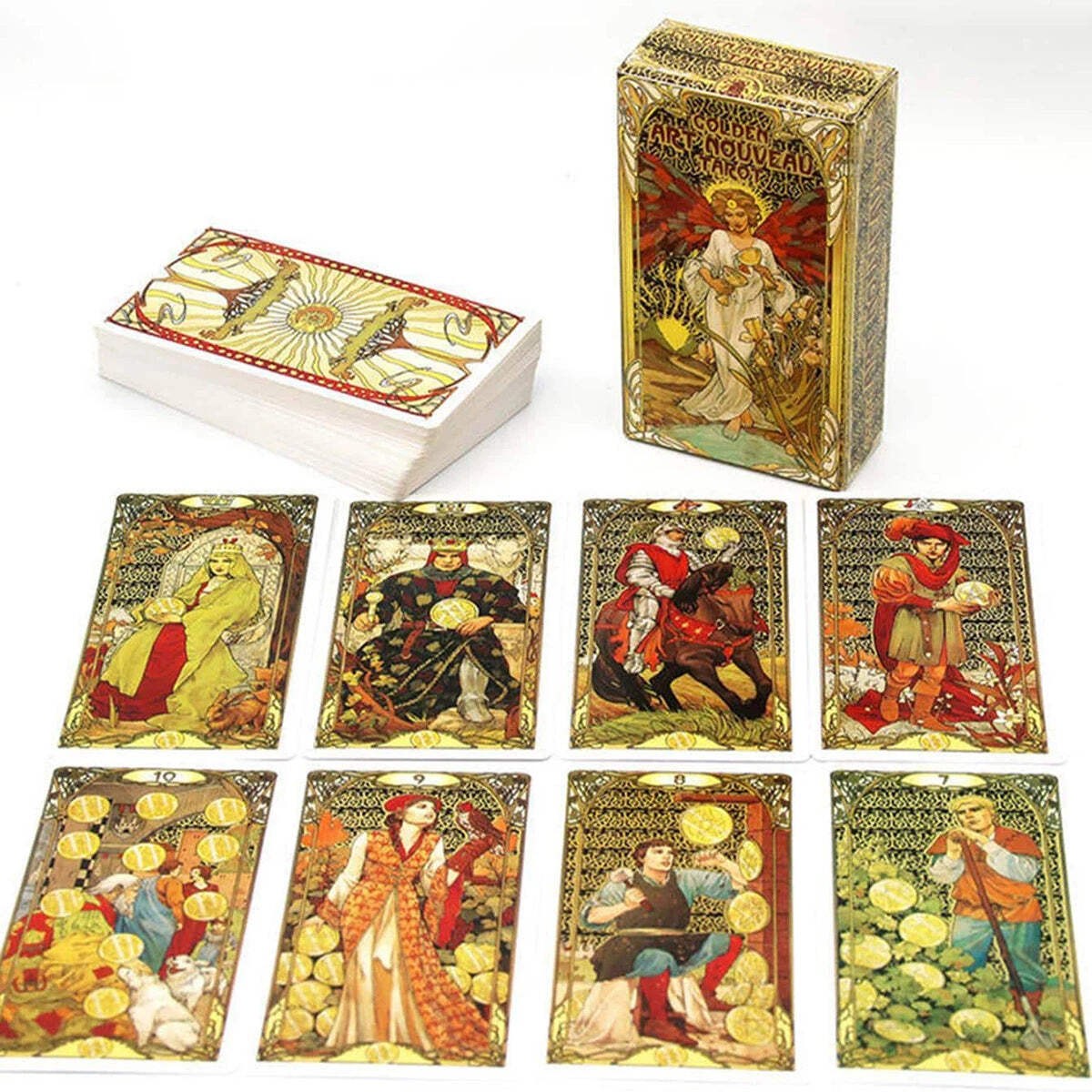 78pcs/Set-golden Art Nouveau Tarot tarot card board game, Golden Art Unzipping c