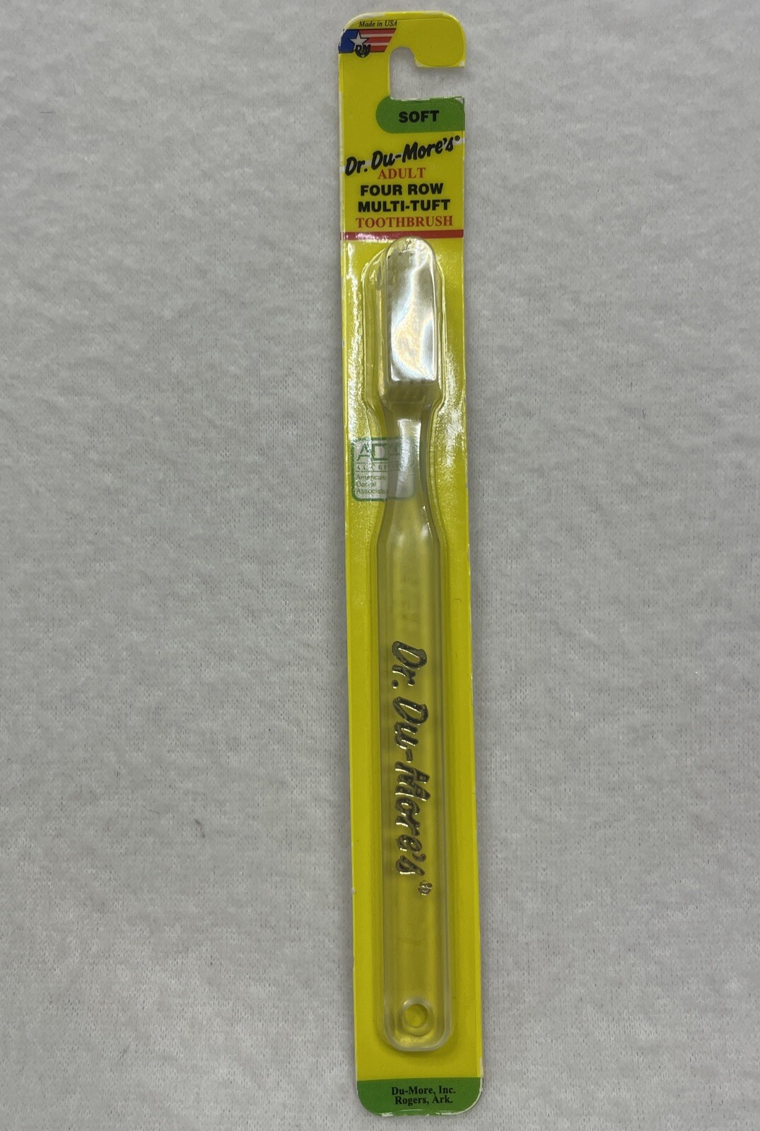 VTG Dr. Du-More\'s Toothbrush Adult Four Row Multi-Tuft Soft NIP Clear Made USA