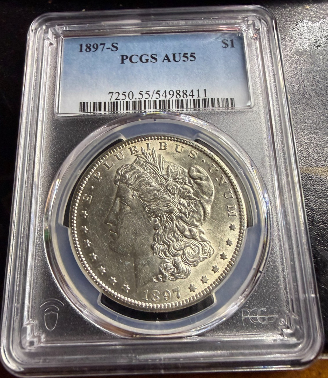 1897-S MORGAN SILVER DOLLAR BETTER SF DATE/MINT PCGS AU55 JUST GRADED 1897-S MORGAN SILVER DOLLAR BETTER SF DATE/MINT PCGS AU55 JUST GRADED
