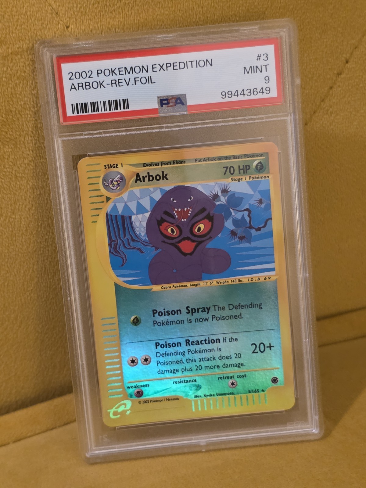 Vintage 2002 WOTC Arbok Reverse Foil Pokemon e-Card  Expedition PSA 9 Low Pop