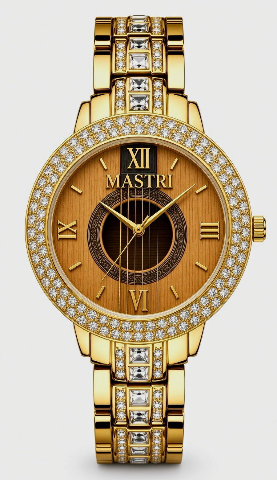 MASTRI Women’s Quartz Dress Watch Gold-Tone Bracelet Roman Dial Diamond Bezel MASTRI Women’s Quartz Dress Watch Gold-Tone Bracelet Roman Dial Diamond Bezel