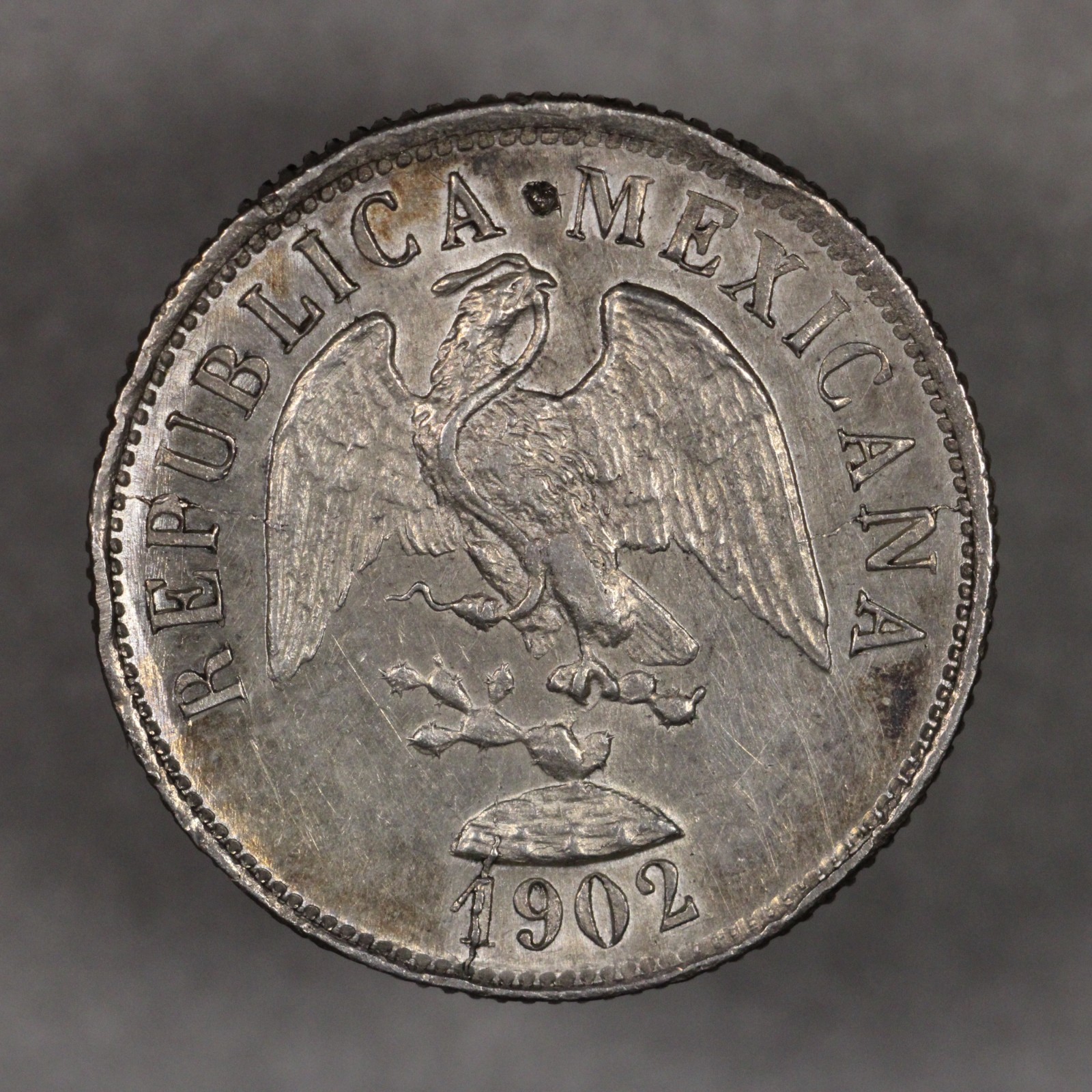1902 Zs Z Mexico Silver 20 Centavos