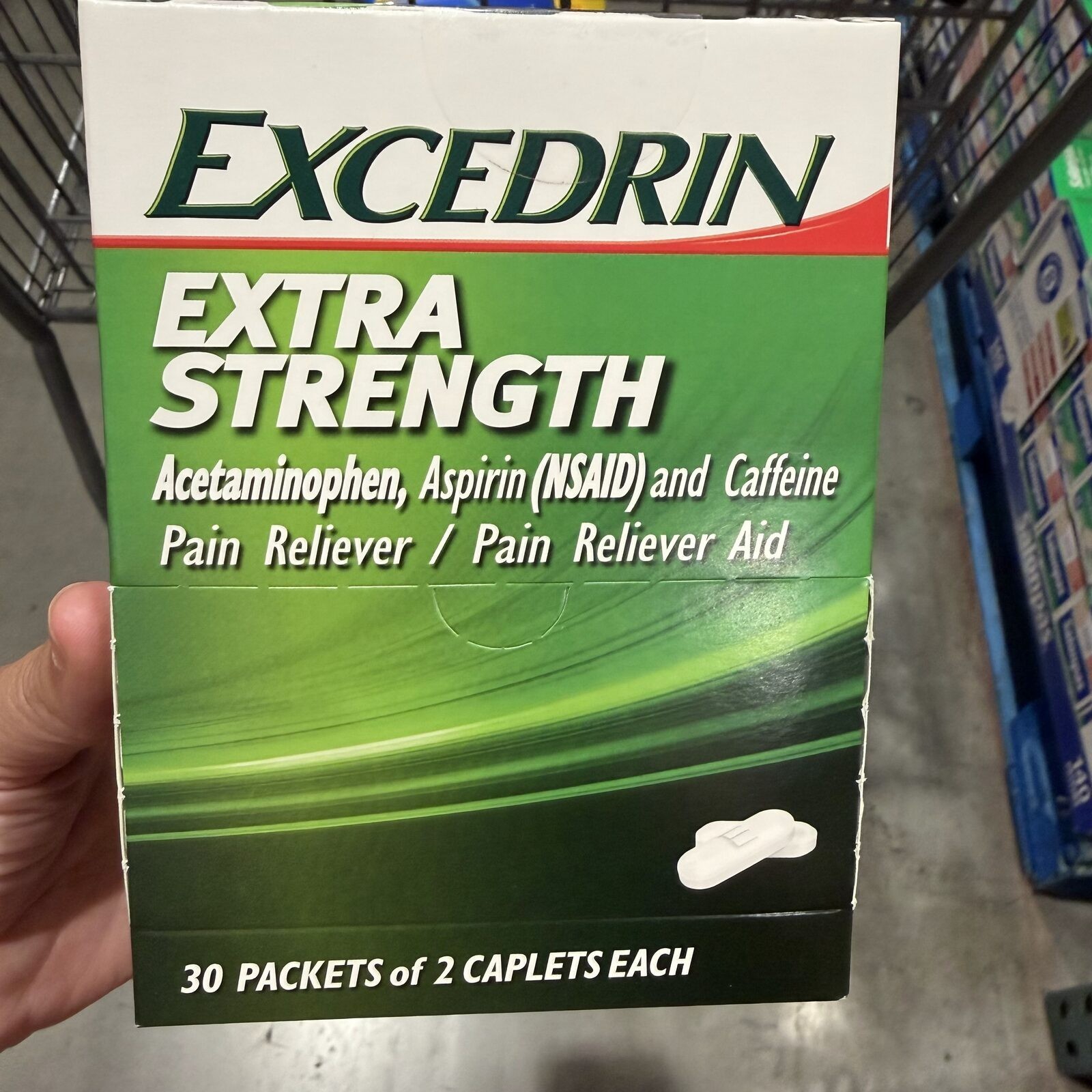 Excedrin Extra Strength Pain Reliever 60 Caplets 30 Packets of 2 Caplets Each