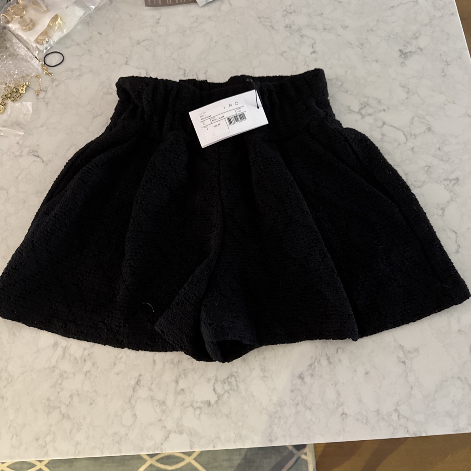 IRO Hetani Shorts Black Soft Eyelet Lined 34 NWT $295