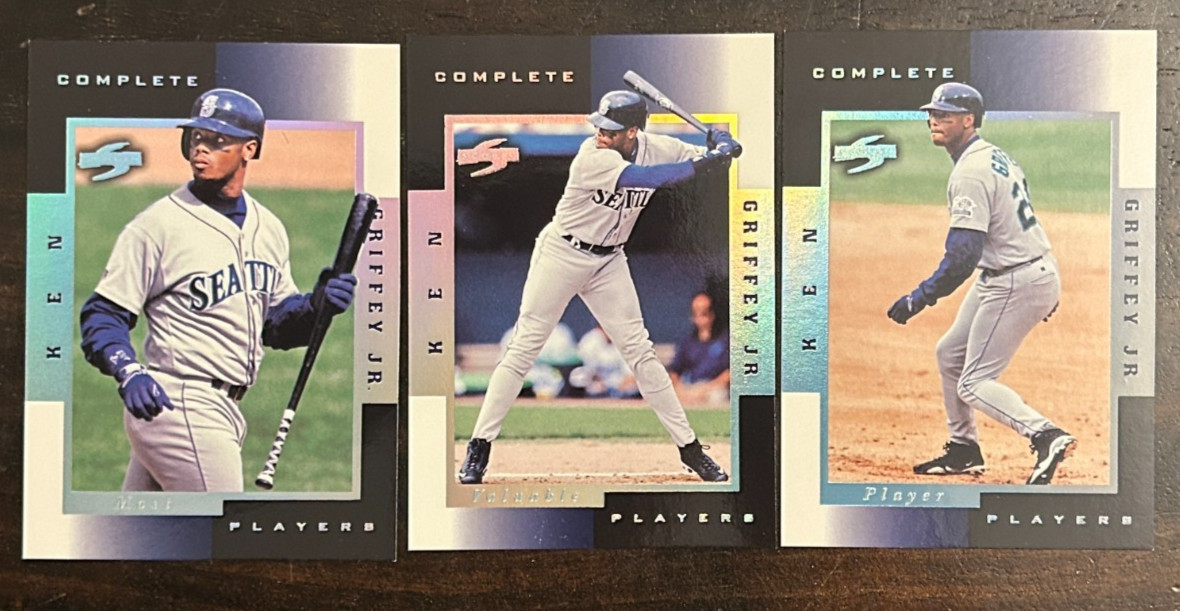 1997 Score Pinnacle Ken Griffey Jr. Complete Players 3 Card Set | 1 A | 1B | 1C 1997 Score Pinnacle Ken Griffey Jr. Complete Players 3 Card Set | 1 A | 1B | 1C