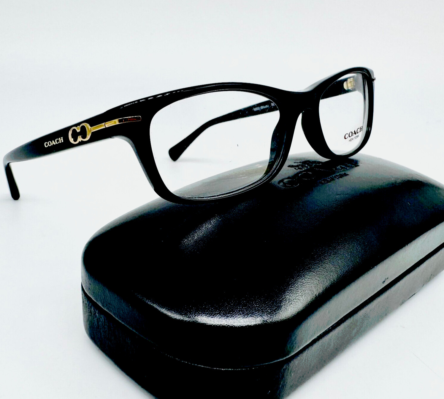 Coach HC 6054 / 5002 Elise Black 50-16-135mm Women\'s Acetate Eyeglasses w CASE Coach HC 6054 / 5002 Elise Black 50-16-135mm Women\'s Acetate Eyeglasses w CASE