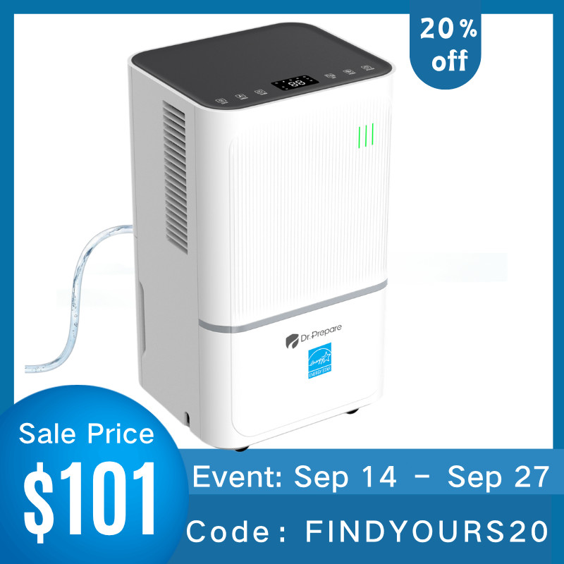 DR.PREPARE 2600 Sq.Ft Energy Star Most Efficient 2025 Dehumidifier, Max 38 Pints