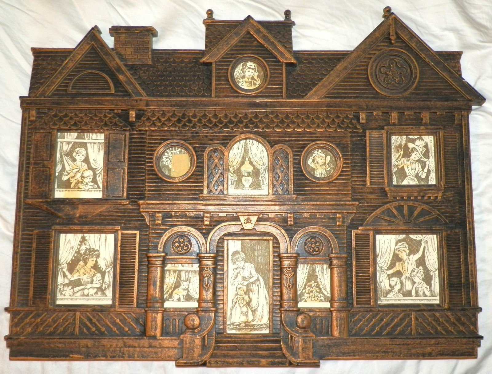 Vintage 1970\'s Coppercraft Guild Victorian House Wall Plaque 9201 Storybook