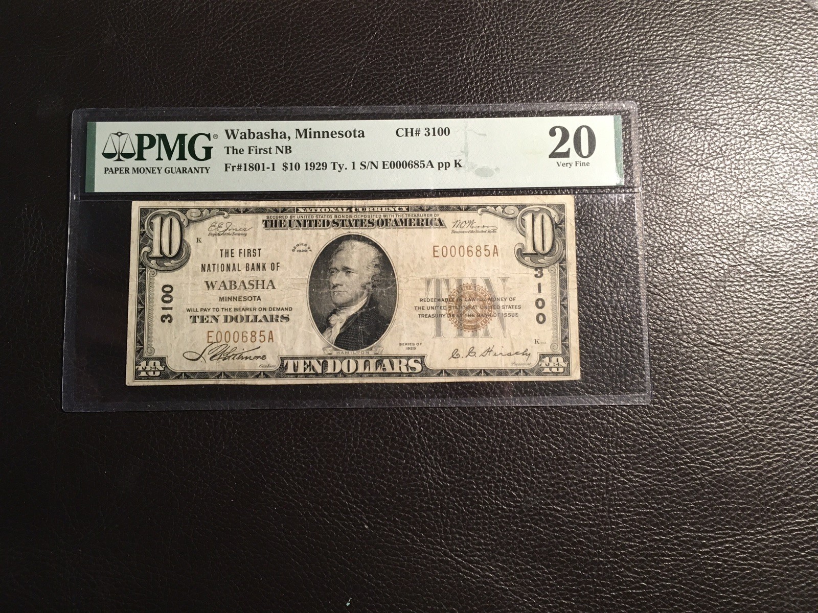 10.00 1929 National WABASHA Minnesota PMG 20 VF 10.00 1929 National WABASHA Minnesota PMG 20 VF
