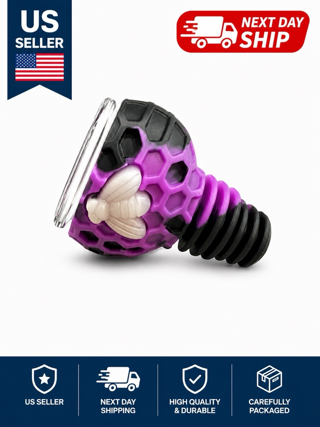 Universal 14mm 18mm Hybrid Silicone Glass Bowl -Blacklight Reactive GLOW In DARK