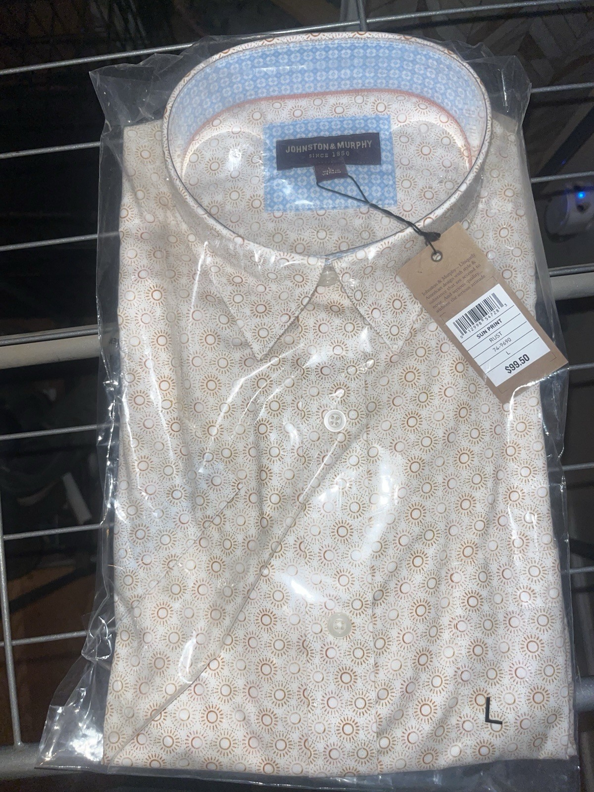Johnston & Murphy Short Sleeve Button-Up Shirt Size Large