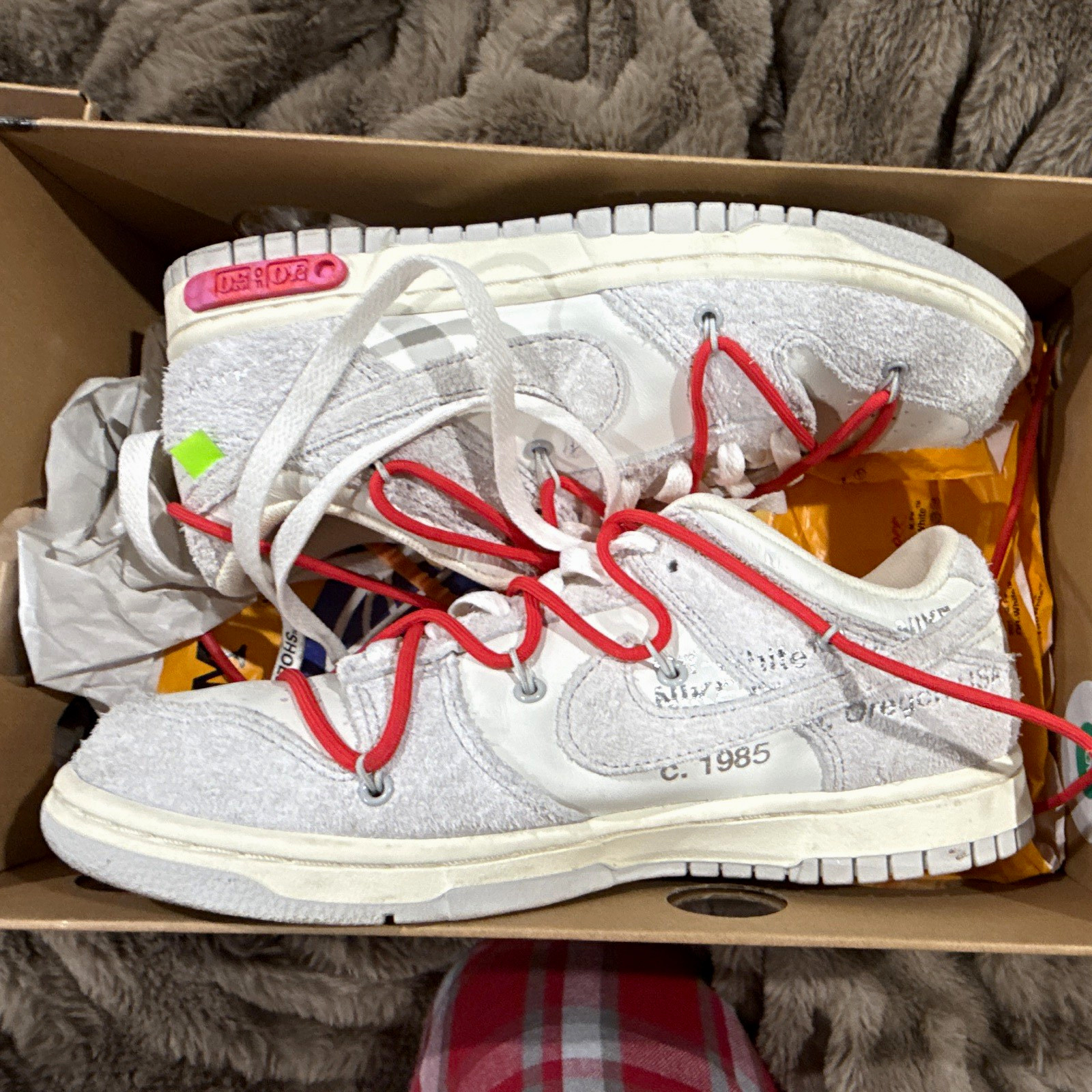 Nike Off-White Dunk Low Lot 40 of 50 DJ0950-103 Sail/Red 2021
