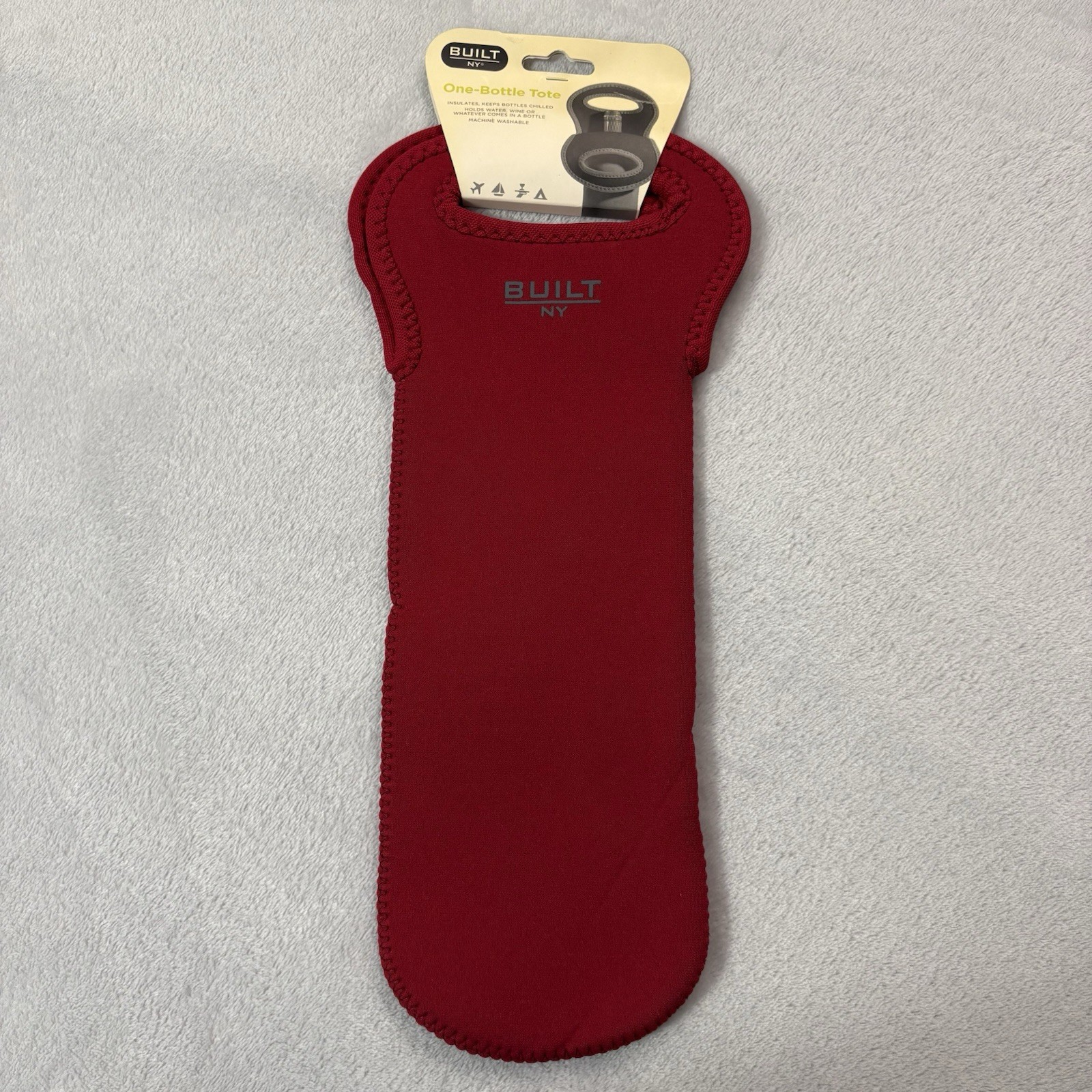Built NY 1 Bottle Neoprene Tote Wine Water Bag RED Machine Washable NWT