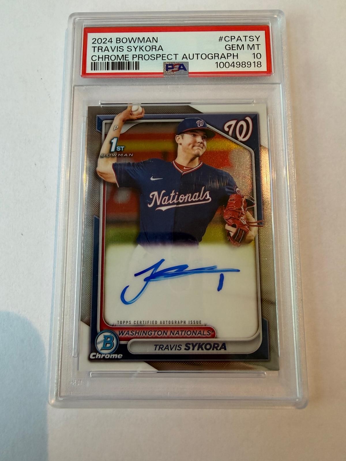 2024 Bowman - TRAVIS SYKORA (Bowman 1st) - Chrome Auto PSA 10 - #CPA-TSY 2024 Bowman - TRAVIS SYKORA (Bowman 1st) - Chrome Auto PSA 10 - #CPA-TSY