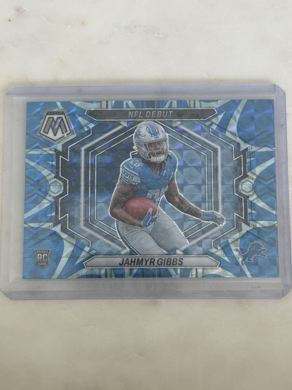 2023 Panini Mosaic - Nfl Debut Jahmyr Gibbs #ND-10 Reactive Blue Mosaic Prizm...