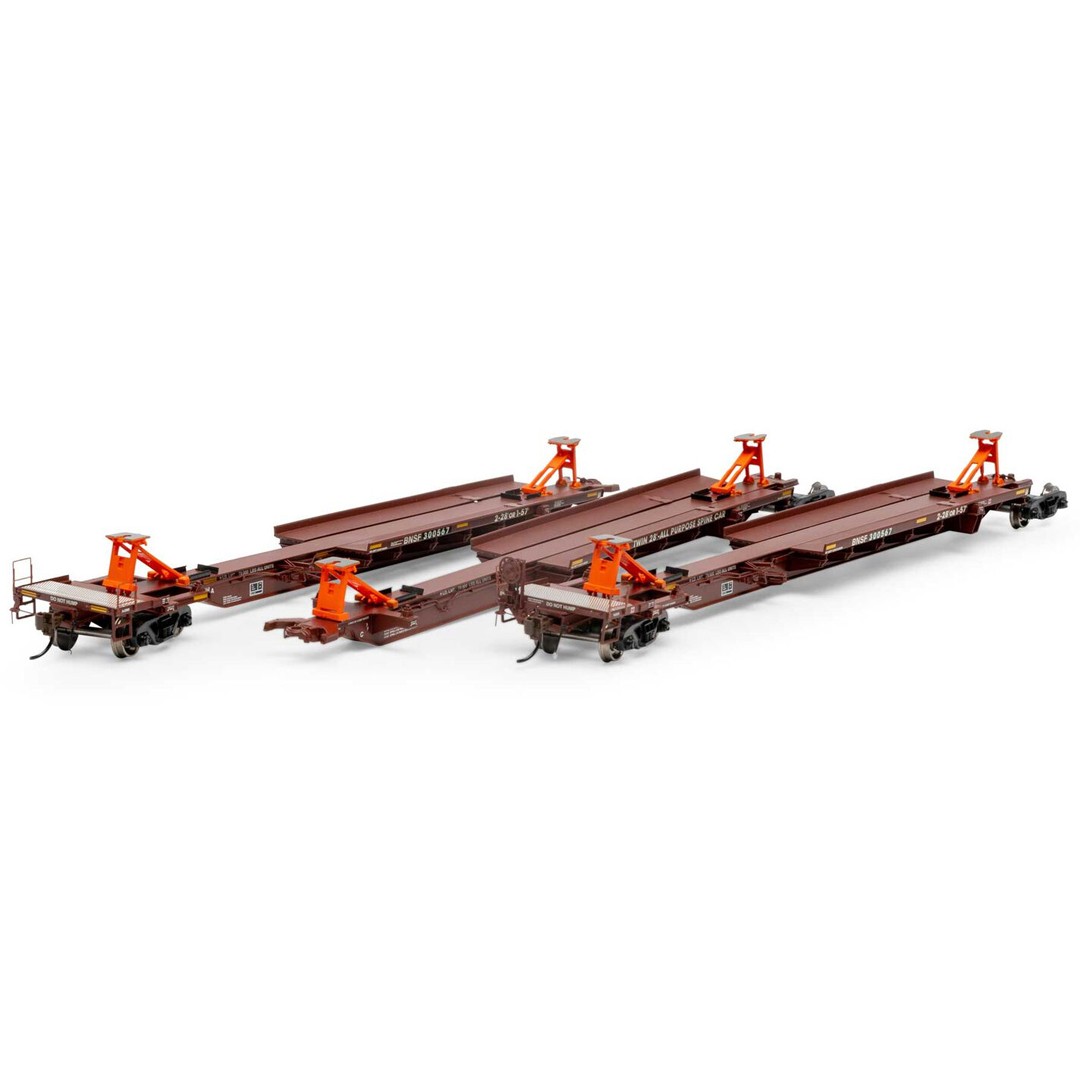 Athearn ATH15677 57\' Trinity Spine Car RTR BNSF #300589 (3) Freight Cars HO