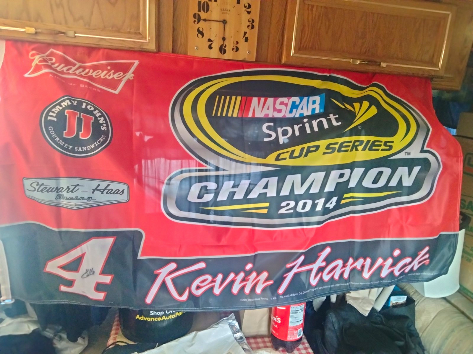 Kevin Harvick Signed NASCAR 2014 Sprint Cup Champion Flag Stewart-Haas ACE