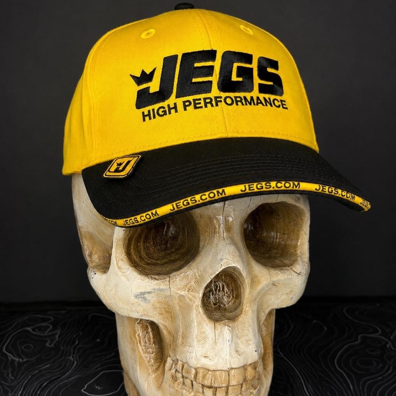 JEGS High Performance Racing Hat Yellow Black Adjustable Cap JEGS High Performance Racing Hat Yellow Black Adjustable Cap