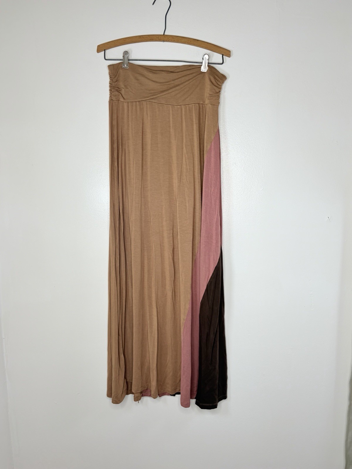 Bobeau Brown Colorblock Maxi Skirt M