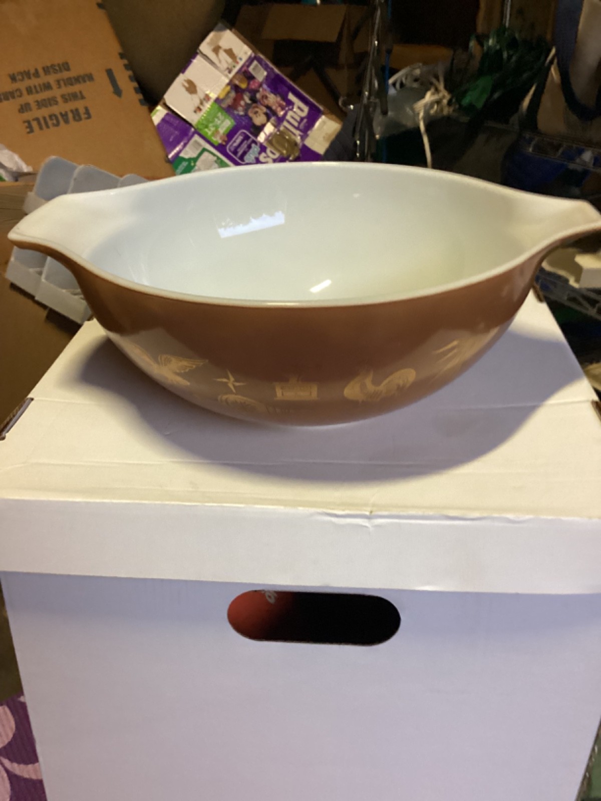 Vintage PYREX EARLY AMERICAN #444 4 Qt Cinderella Mixing Bowl Brown Gold Design Vintage PYREX EARLY AMERICAN #444 4 Qt Cinderella Mixing Bowl Brown Gold Design
