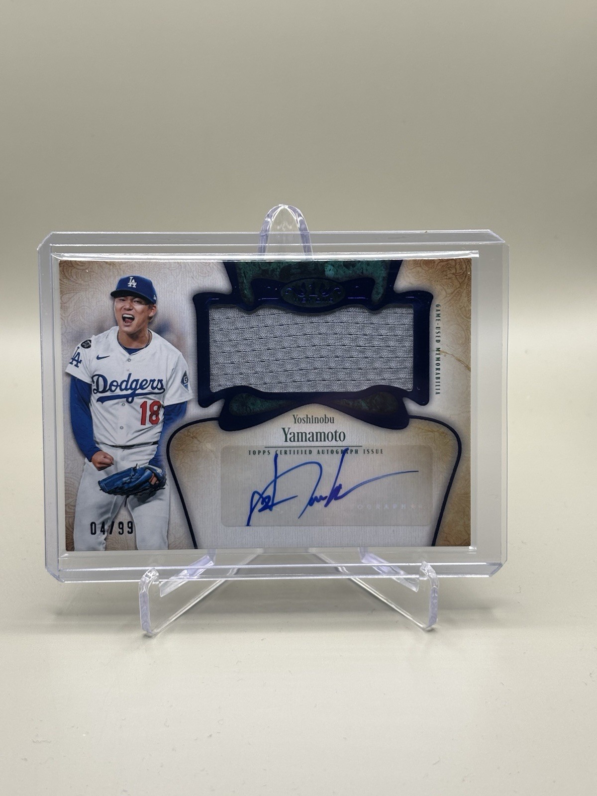 Topps 2026 Tier One Yoshinobu Yamamoto Dodgers Auto Jumbo Relic Blue /99 Topps 2026 Tier One Yoshinobu Yamamoto Dodgers Auto Jumbo Relic Blue /99
