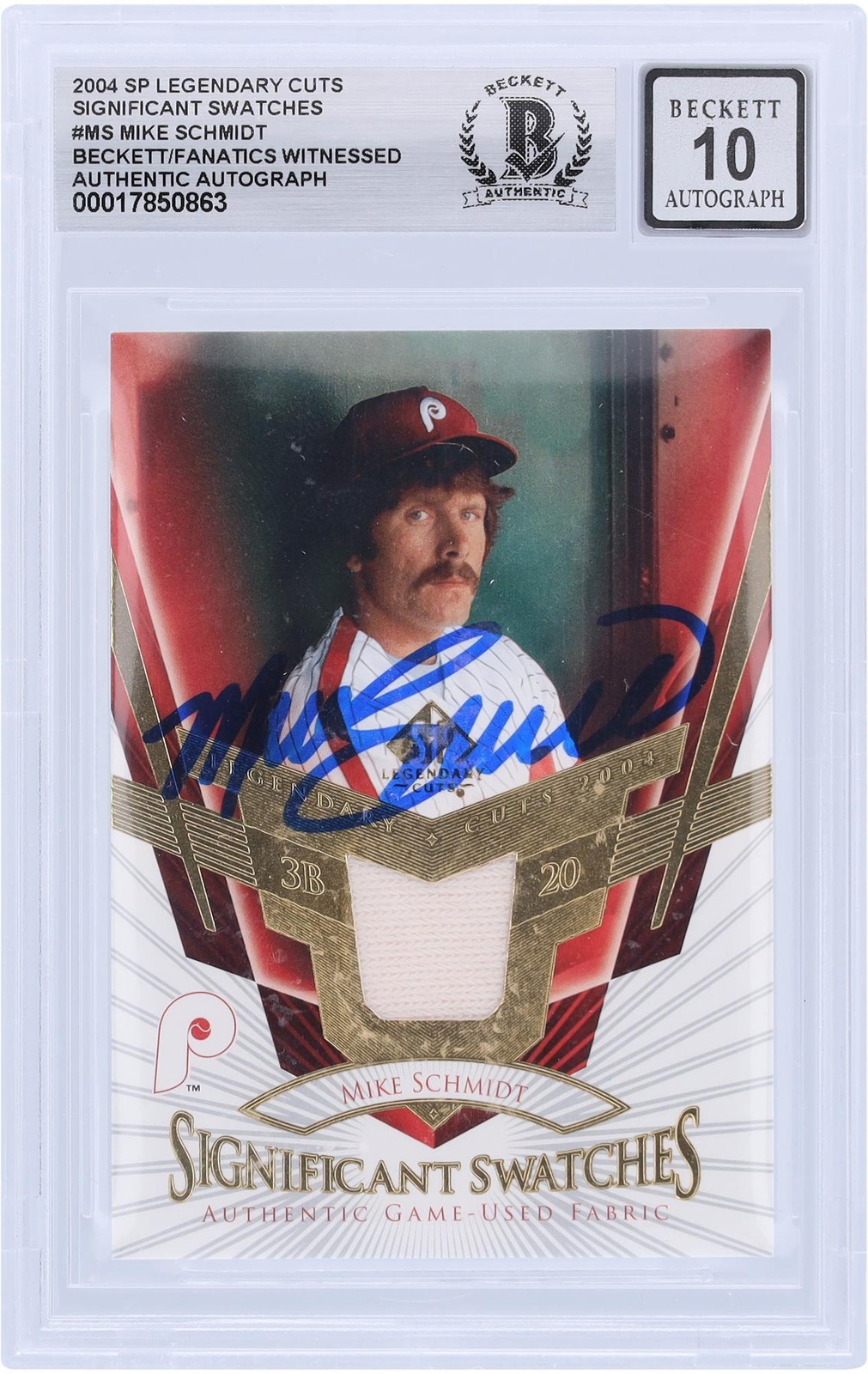 Mike Schmidt Phillies Signed 2004 Upper Deck Legendary Cuts #SS-MS BAS 10 Card