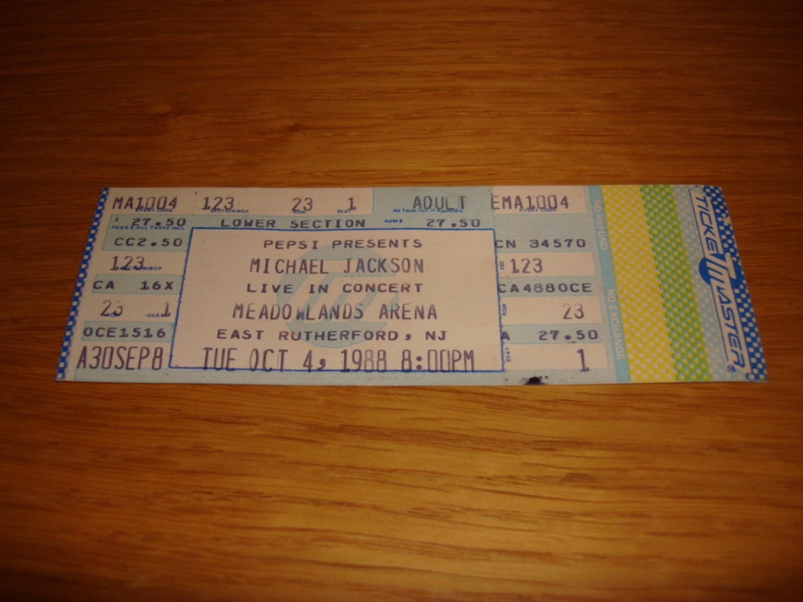 Michael Jackson Bad Tour 4th October 1988 Concert Ticket Unused Mega Rare