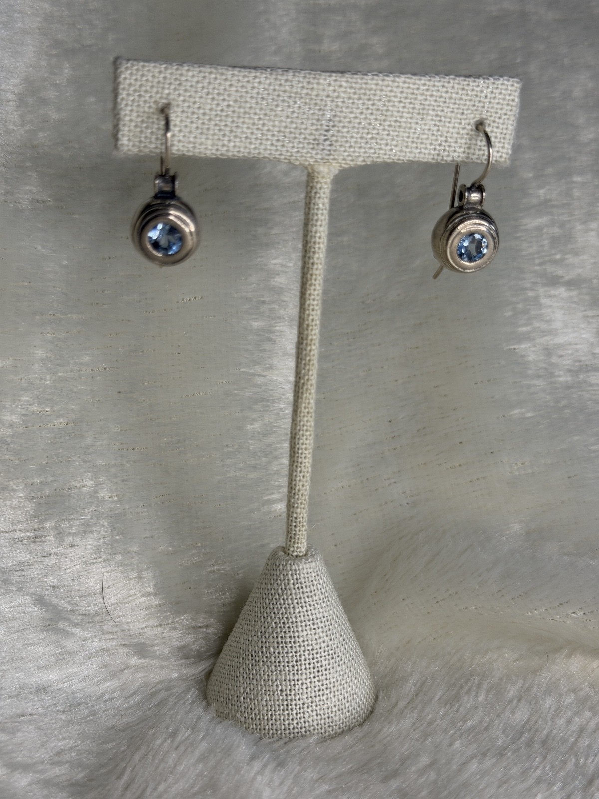 Rare Retired Silpada Blue Zircon Drop Earrings BW508 2002 Israel design